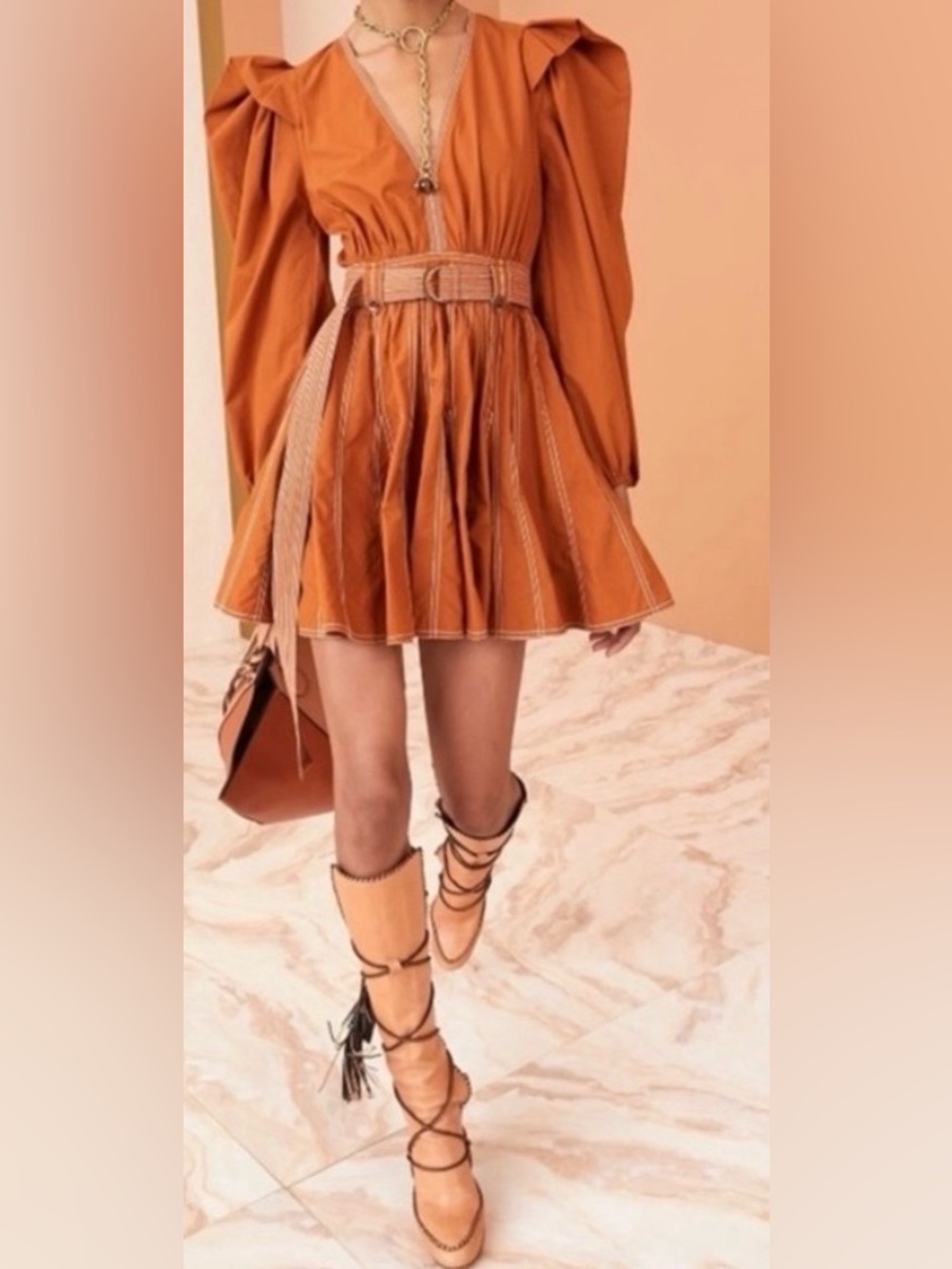 Ulla Johnson Corliss Mini Dress in Sumac Size 2 Excellent